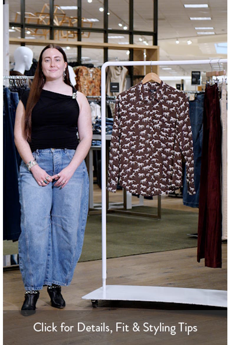 Kate Horse Print Silk Button-Up Shirt video