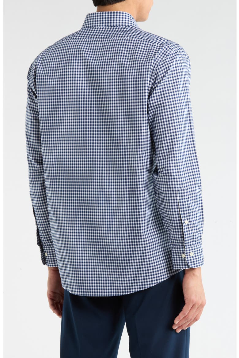 Gingham Print Non-Iron Regular Fit Dress Shirt, Alternate, color, NAVYGING