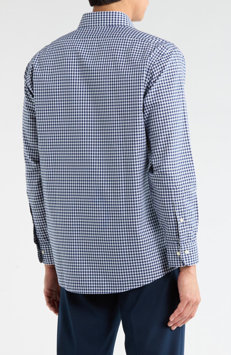 Brooks Brothers Gingham Print Non-Iron Regular Fit Dress Shirt, Alternate, color, Navyging