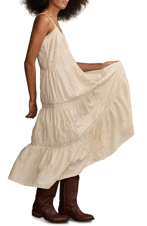 LUCKY BRAND LUCKY BRAND LACE INSET COTTON MIDI DRESS 