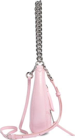 Mini Crescent Crinkle Leather Crossbody Bag