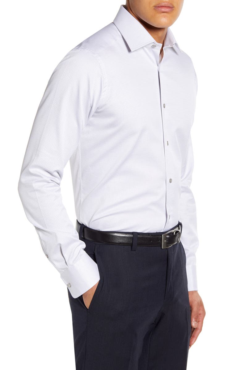 David Donahue Slim Fit Micro Print Dress Shirt, Alternate, color,