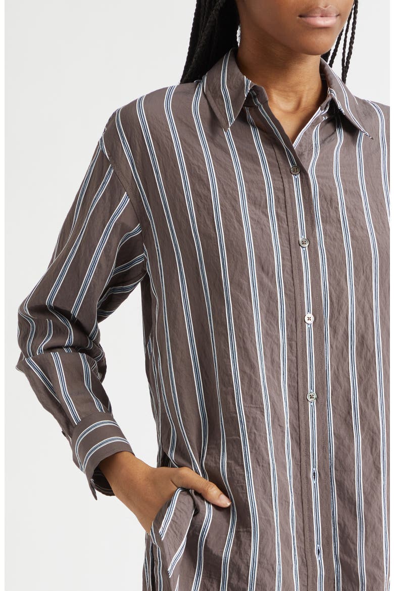 Lloyd Stripe Woven Shirt, Alternate, color, DARK MOCHA