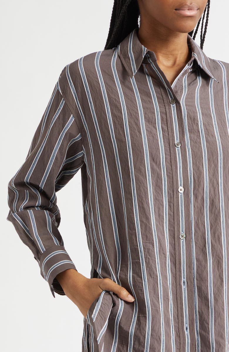 Veronica Beard Lloyd Stripe Woven Shirt, Alternate, color, Dark Mocha