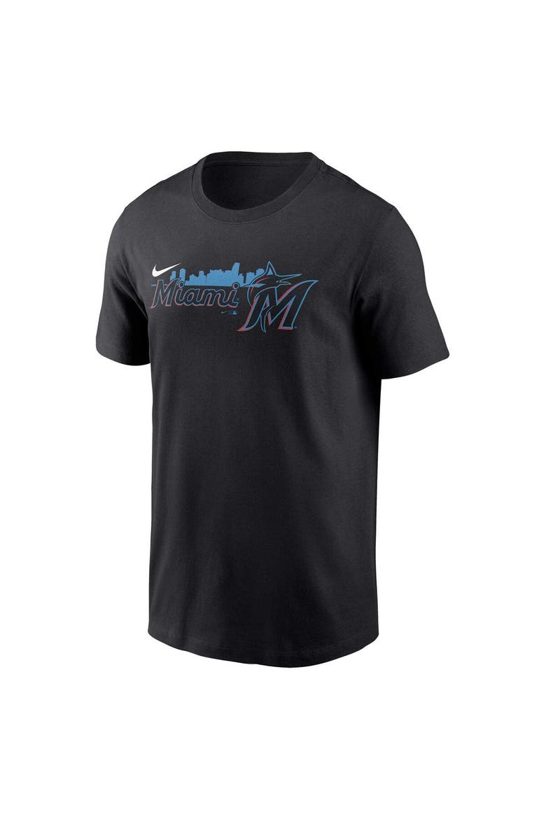 Men's Nike Black Miami Marlins Local Team Skyline T-Shirt, Alternate, color, Black