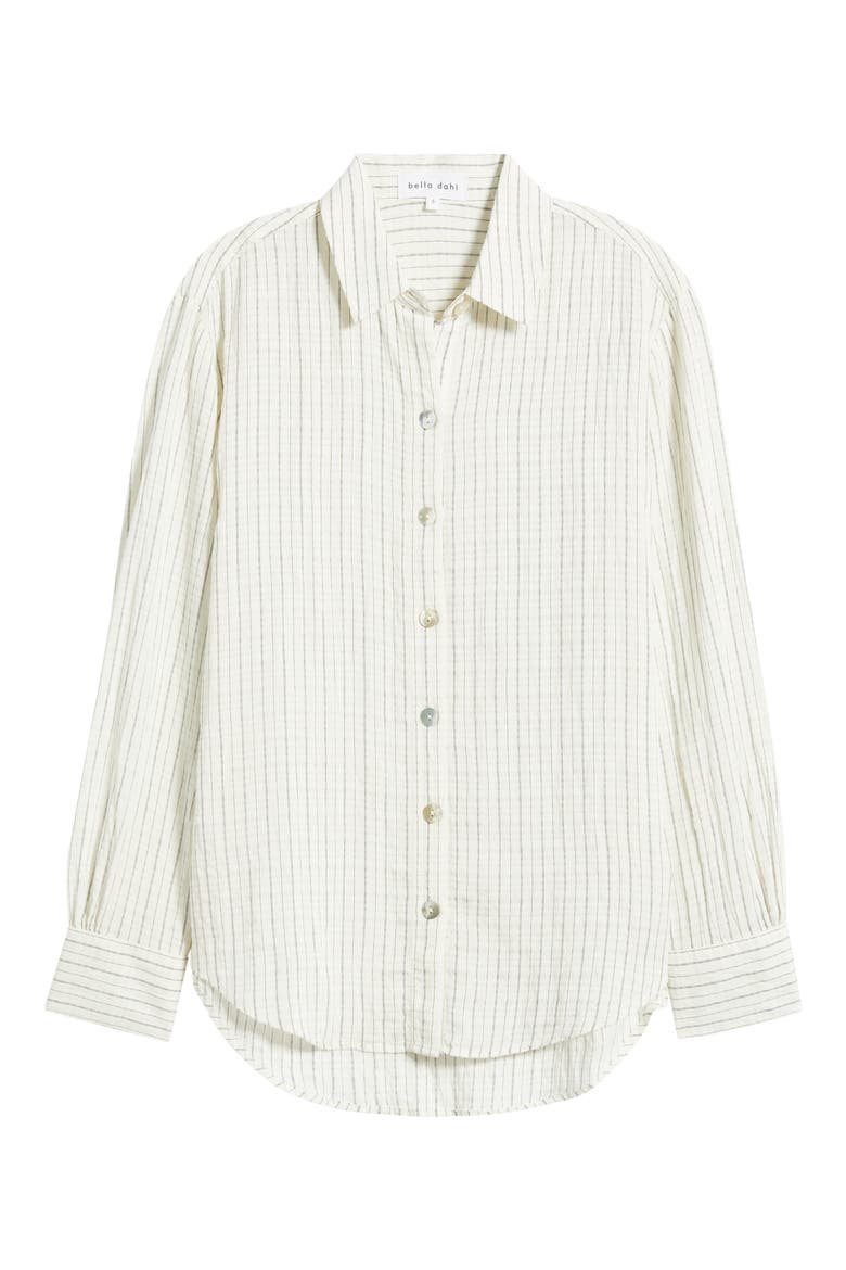 Stripe Boyfriend Shirt, Alternate, color, ECRU/ BLACK PINSTRIPE