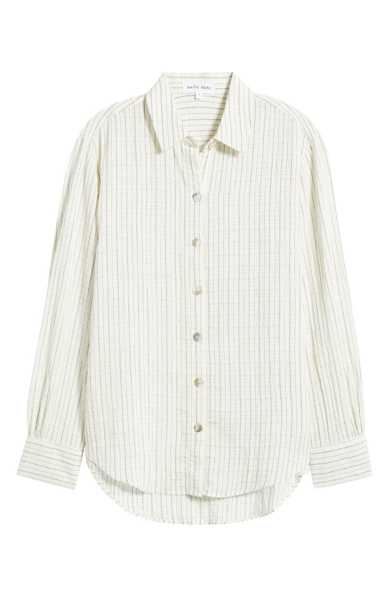 Bella Dahl Stripe Boyfriend Shirt, Alternate, color, Ecru/ Black Pinstripe