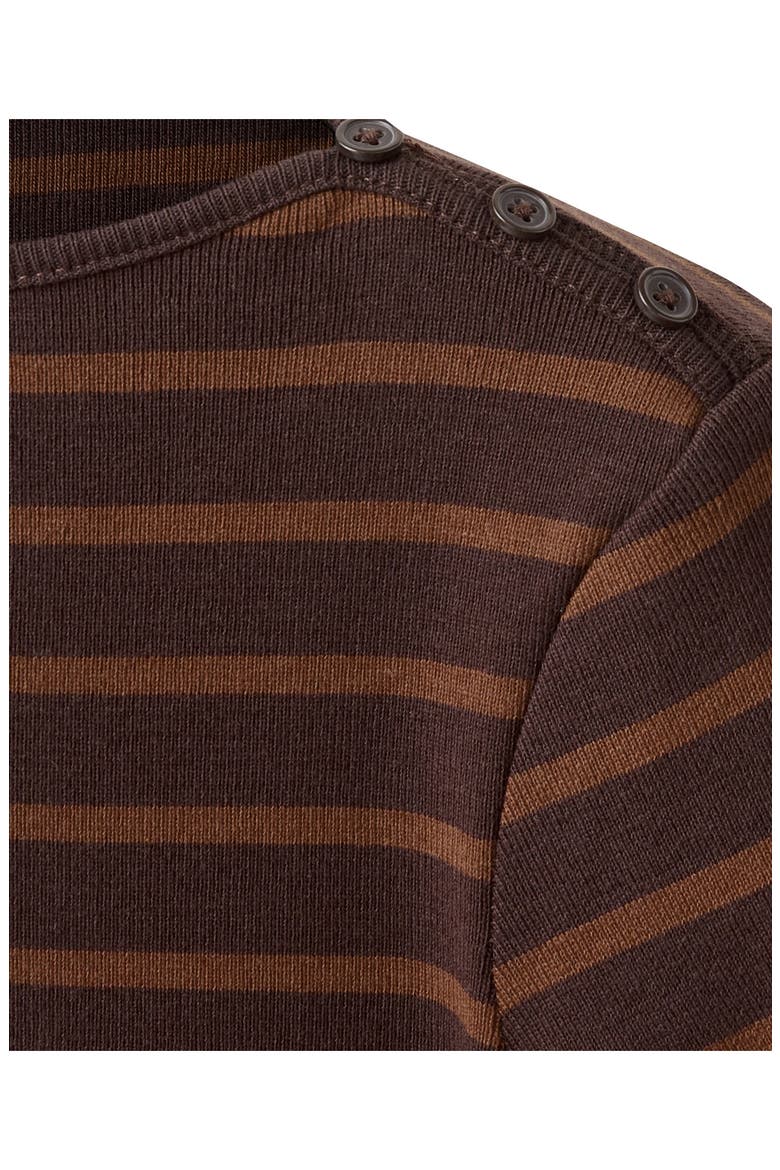 Stripe Boat Neck Long Sleeve Cotton T-Shirt, Alternate, color, BROWN