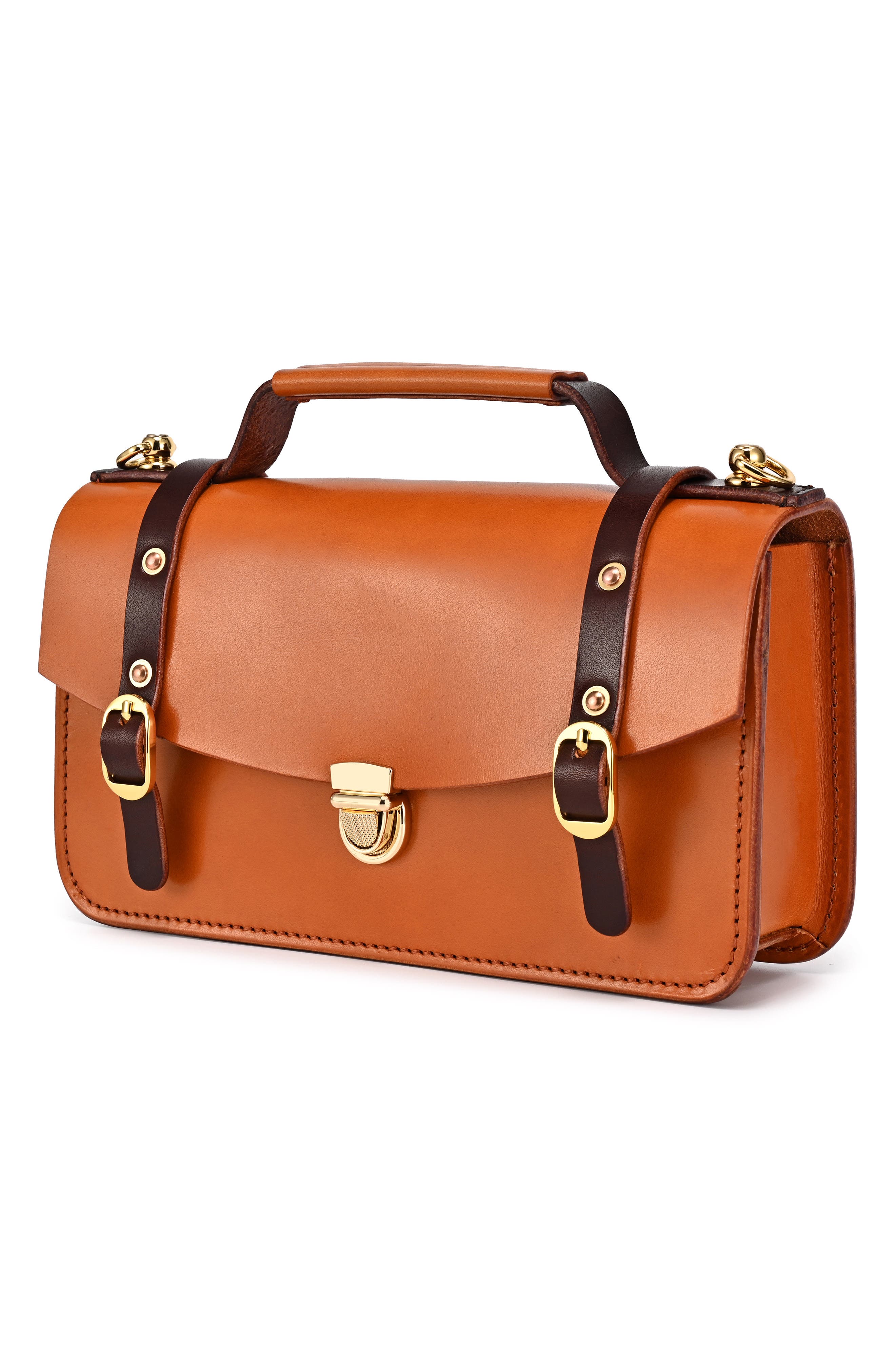 OLD TREND Leather Messenger Bag, Alternate, color, Camel