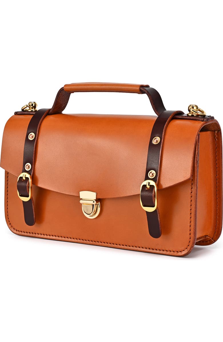 OLD TREND Leather Messenger Bag, Alternate, color, Camel