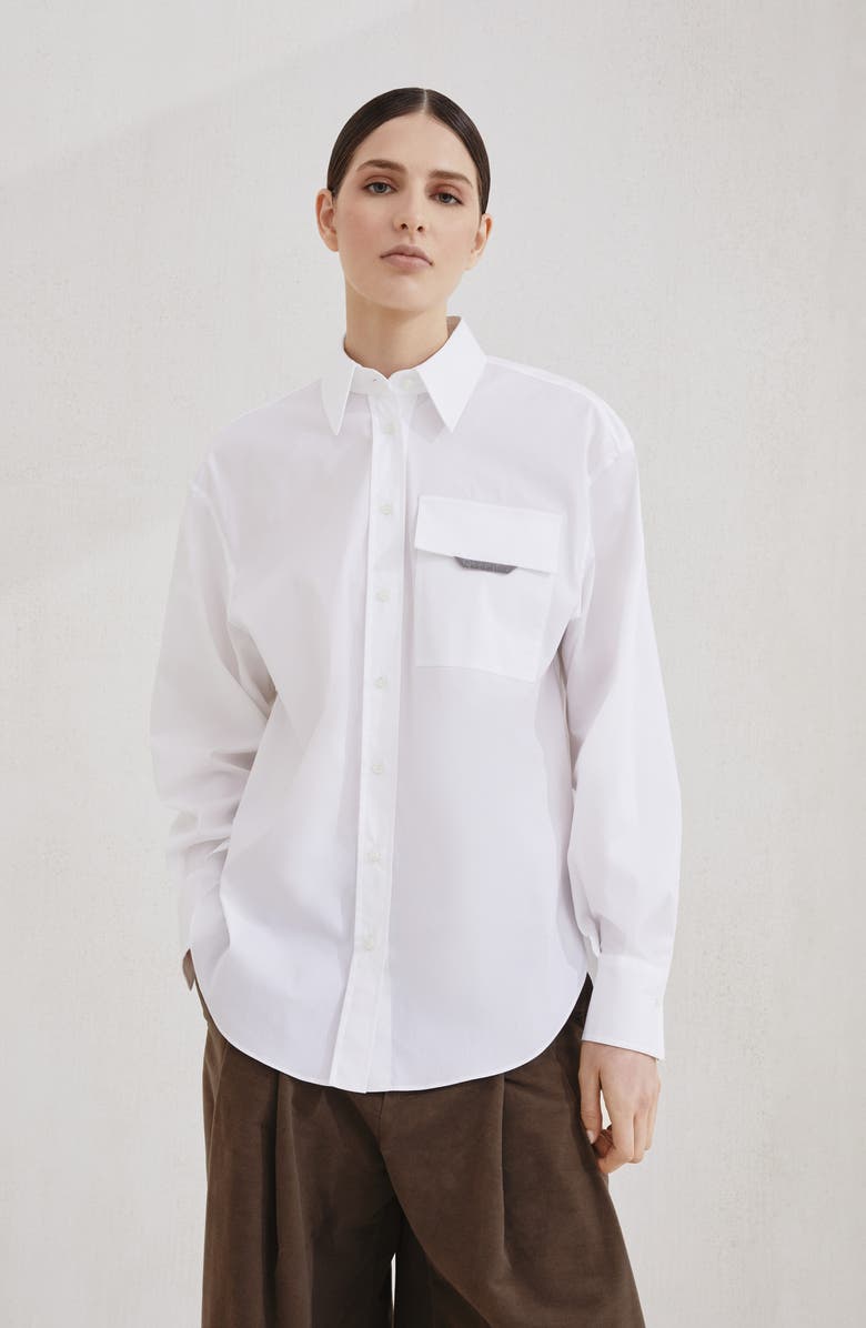 Brunello Cucinelli Stretch poplin shirt, Alternate, color, White