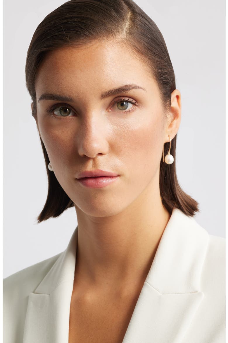 Freshwater Pearl Drop Earrings, Alternate, color, WHITE- 14K YELLOW GOLD