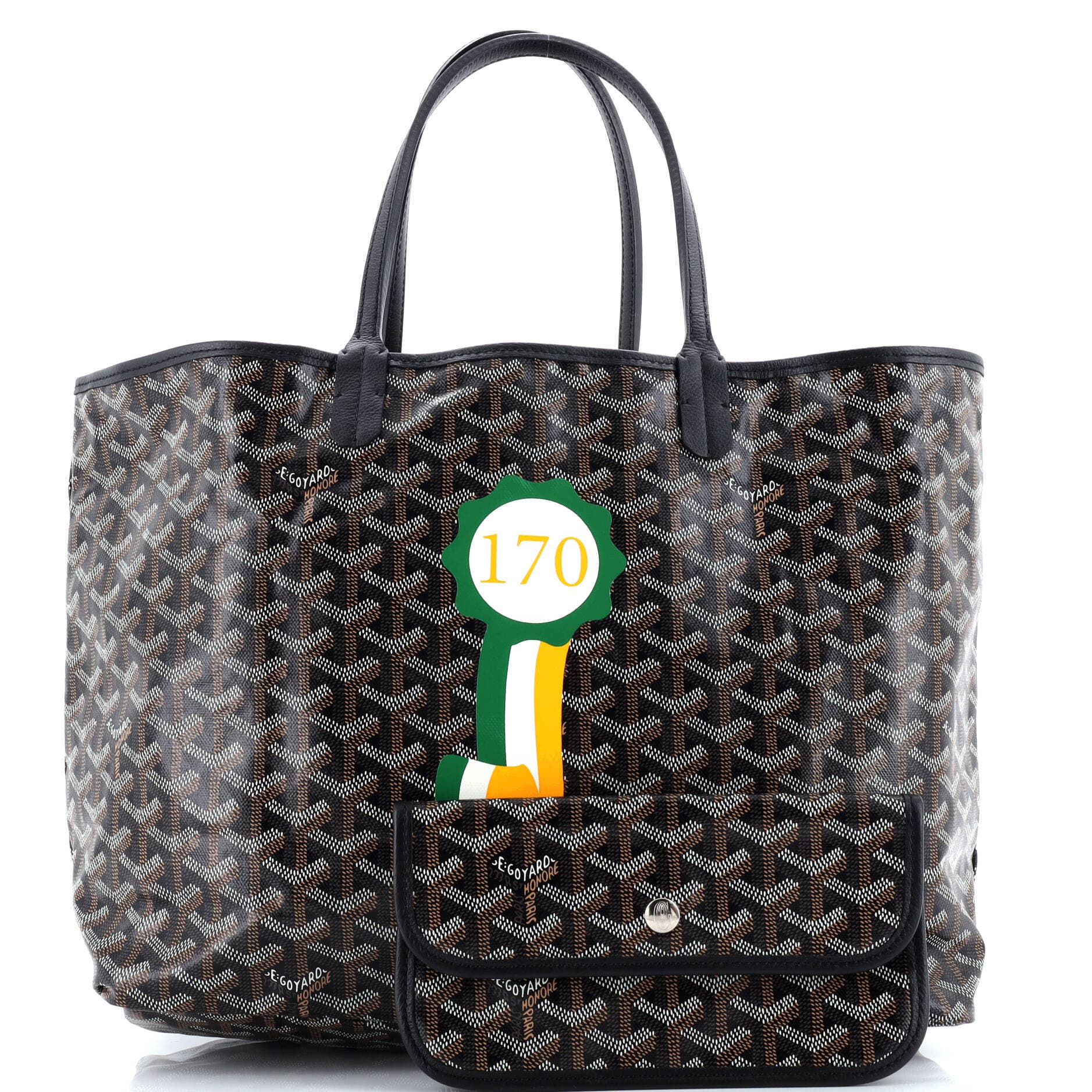 Pre-Owned Goyard Saint Louis Tote Printed Coated Canvas PM, Alternate, color, Black
