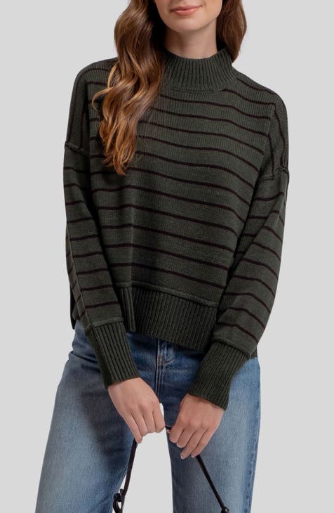 Stripe Mock Neck Sweater