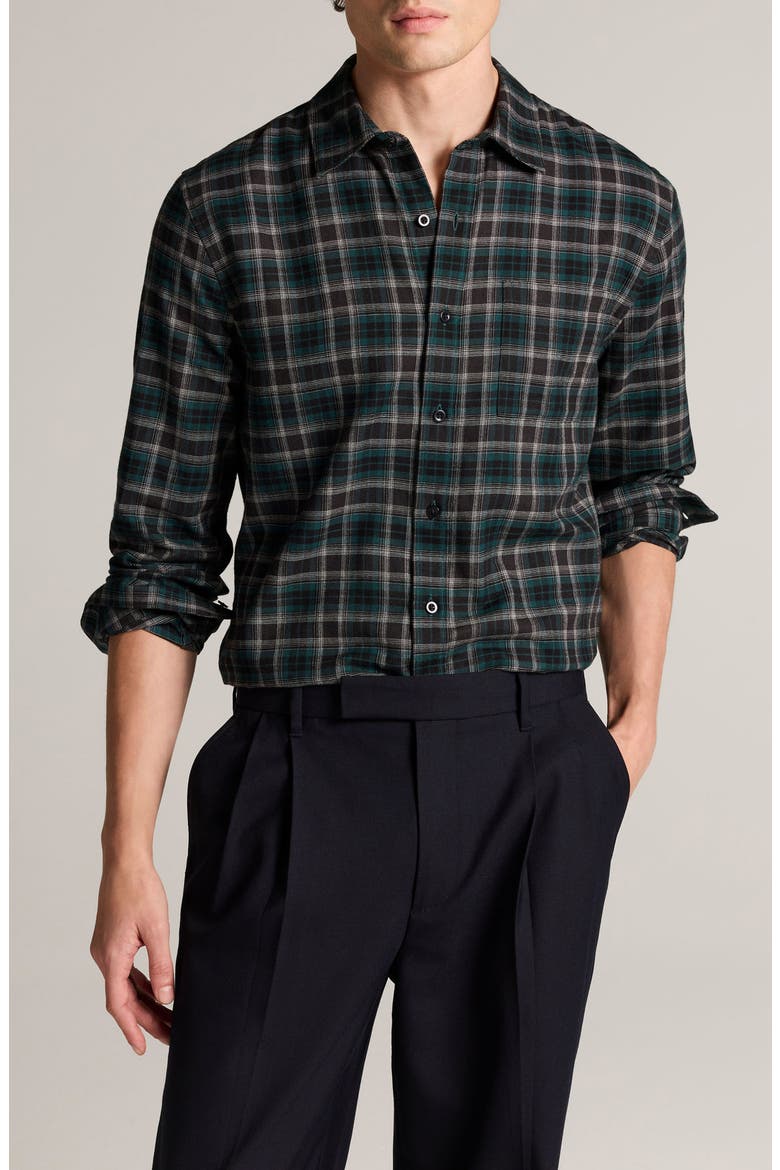 Strecker Plaid Cotton Long Sleeve Shirt, Main, color, DK VERDUGO COMBO