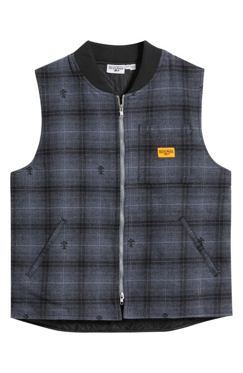Service Works Thistle Plaid Organic Cotton Work Vest In Blue