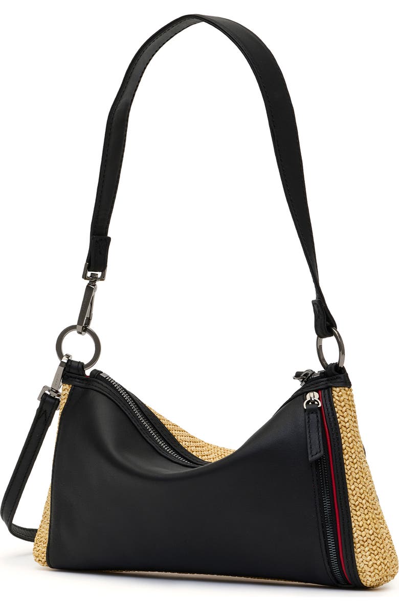 HAMMITT Kyle Shoulder Bag, Alternate, color, Noir Smooth Raffia/Gunmetal