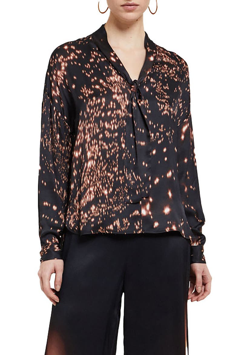 Viscose Shirt With Scarf Neck, Main, color, Black