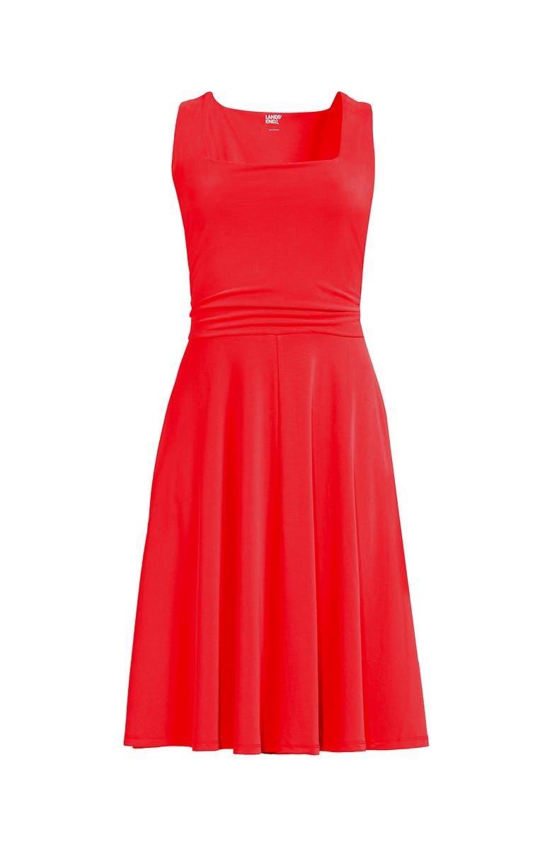 Lands' End Cupro Fit and Flare Sleeveless Dress, Alternate, color, Bright Poppy