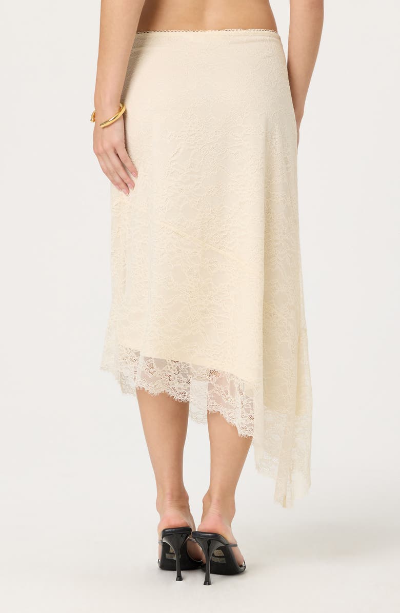 ASTR the Label Asymmetric Lace Midi Skirt, Alternate, color, Cream