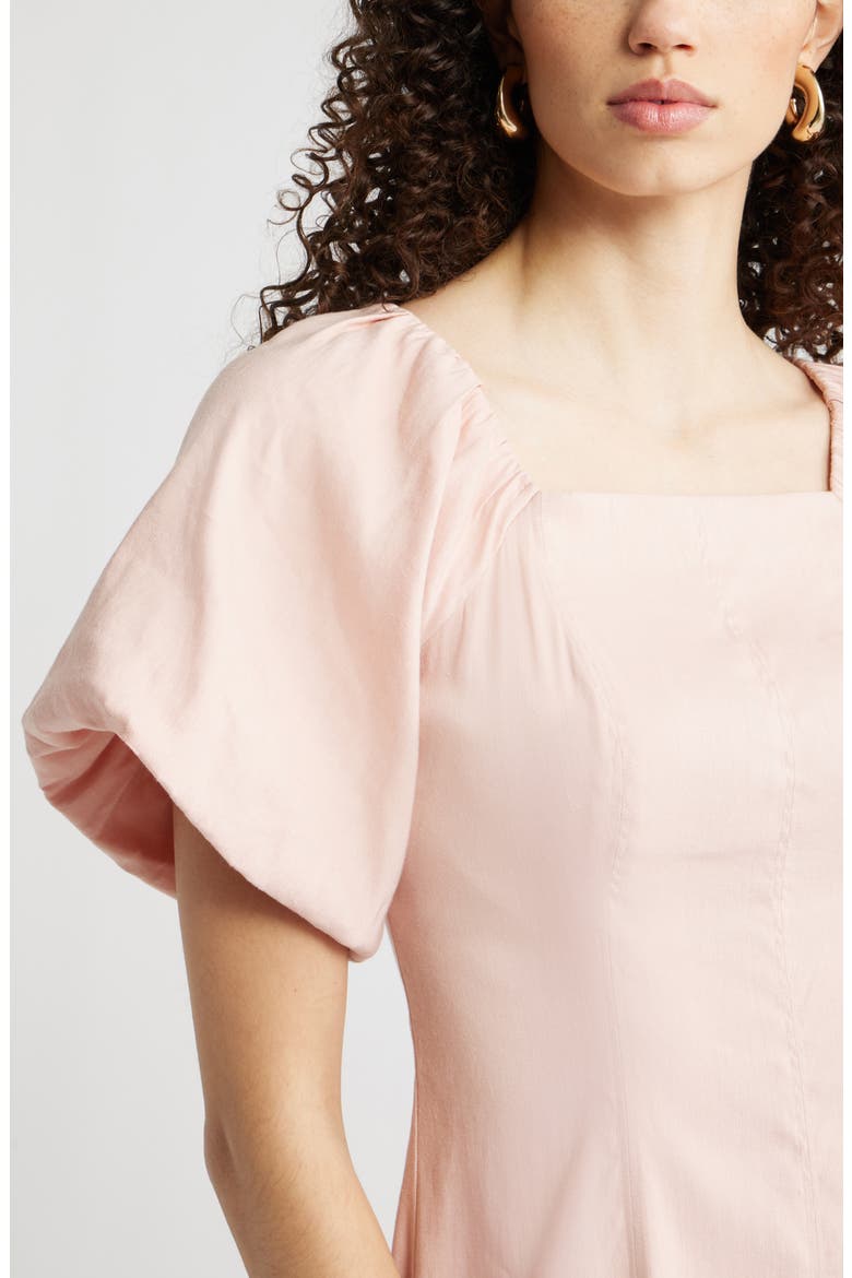 Seam Detail Linen Blend Midi Dress, Alternate, color, PINK SMOKE