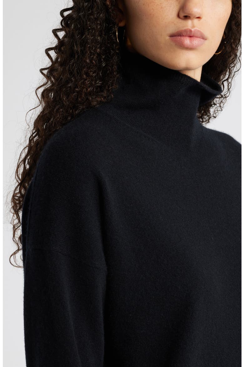 Oversize Cashmere Turtleneck Sweater, Alternate, color, BLACK ROCK