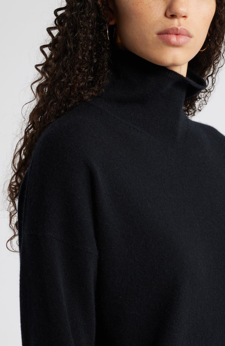 Nordstrom Oversize Cashmere Turtleneck Sweater, Alternate, color, Black Rock