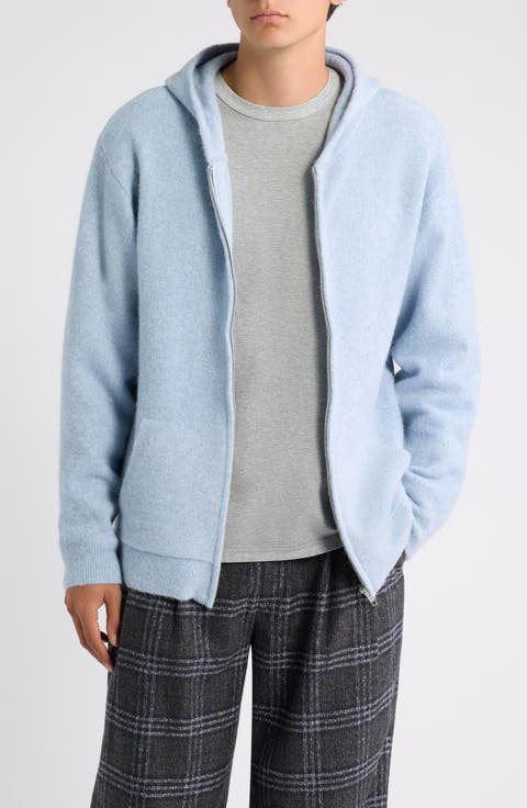 Alpaca Blend Hooded Zip Cardigan
