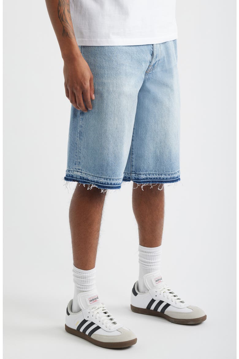 Lunar Raw Hem Denim Shorts, Alternate, color, STELLAR MED