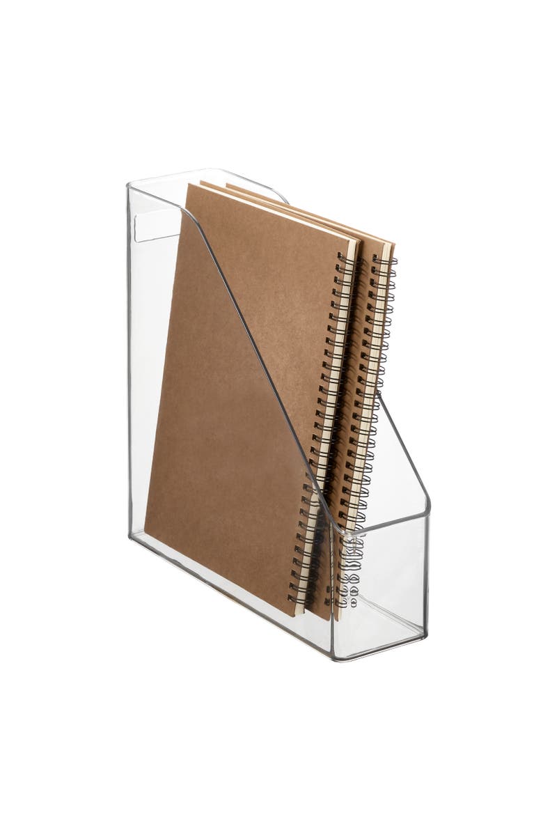 mDesign Plastic Slim File Folder Storage Organizer, Handle, 4 Pack, Alternate, color, Clear