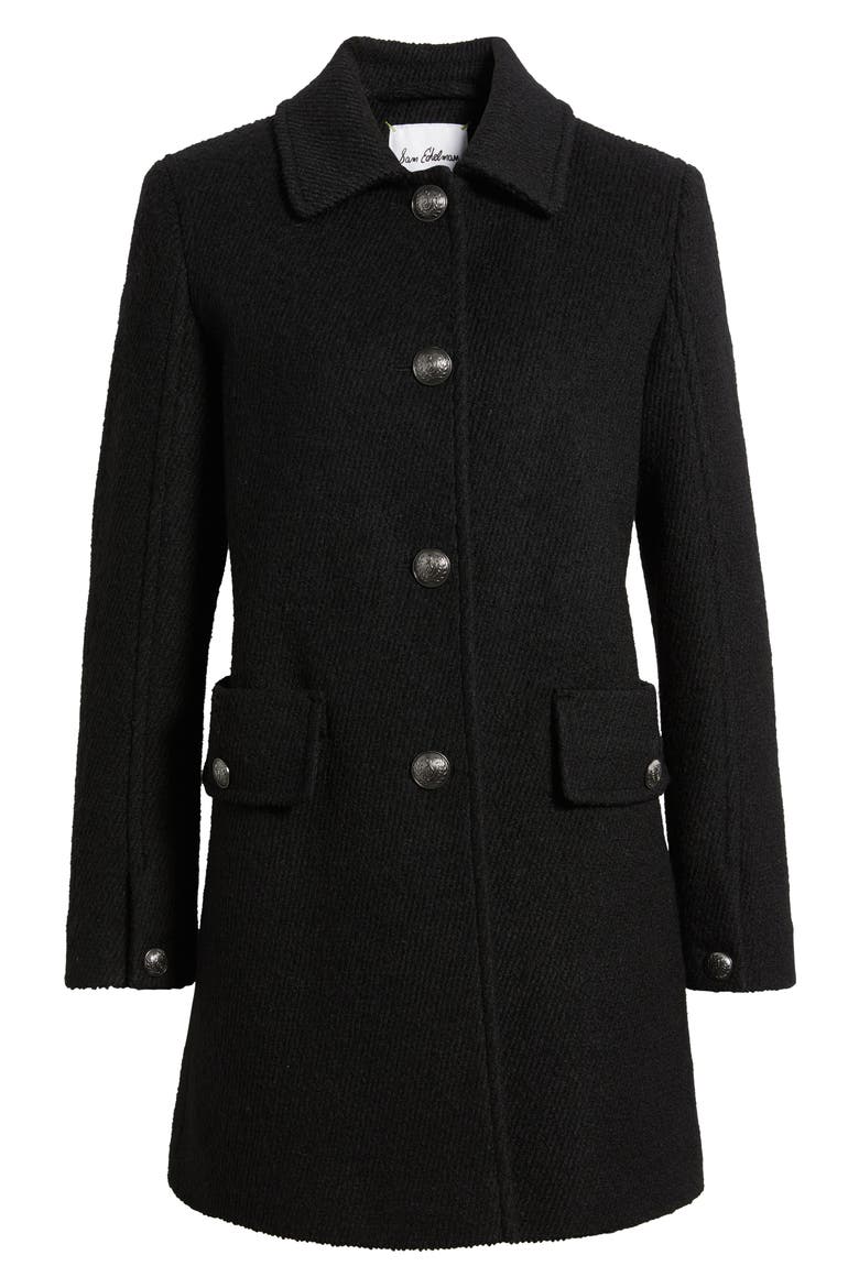 Crested Button Coat, Alternate, color, BLACK