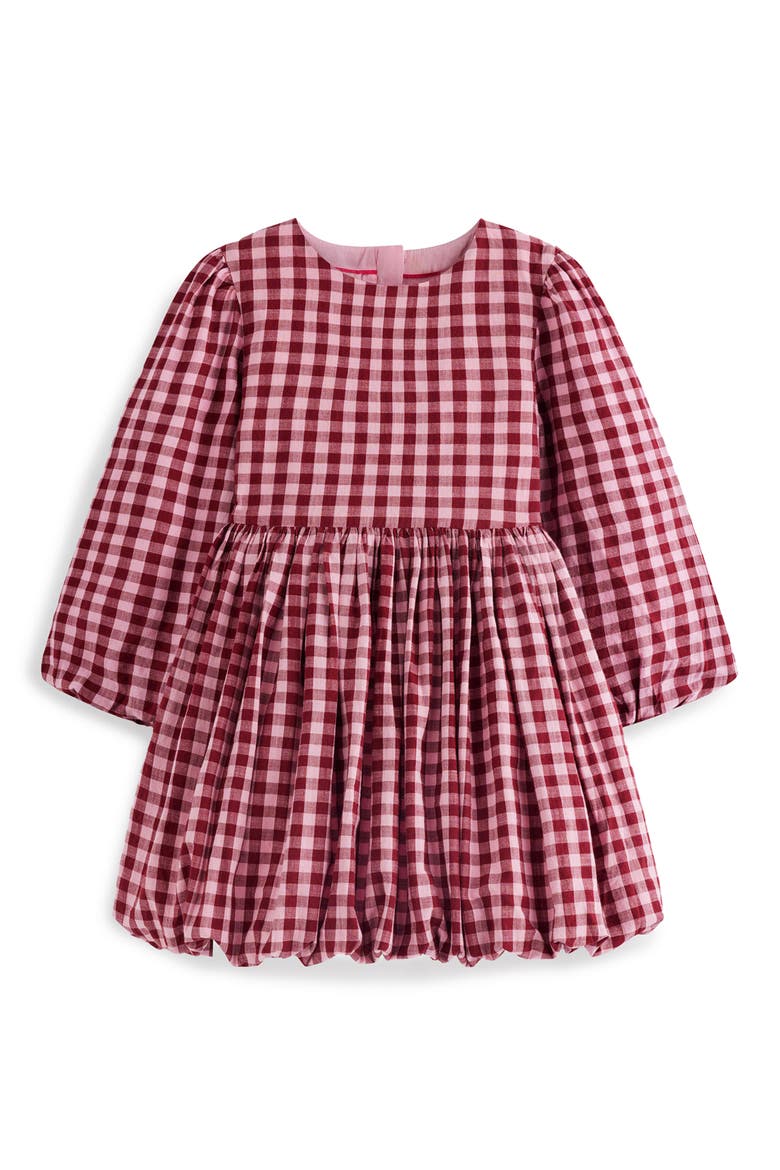 Kids' Check Long Sleeve Bubble Hem Dress, Main, color, RED CHECK