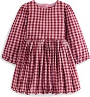 Mini Boden Kids' Check Long Sleeve Bubble Hem Dress