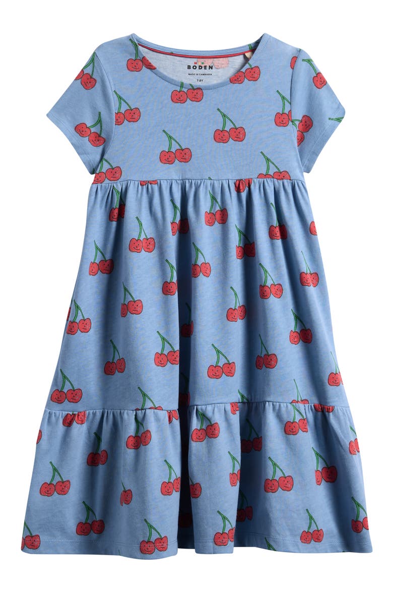 Kids' Ariel Twirly Cotton Jersey Dress, Main, color, BLUE CHERRY