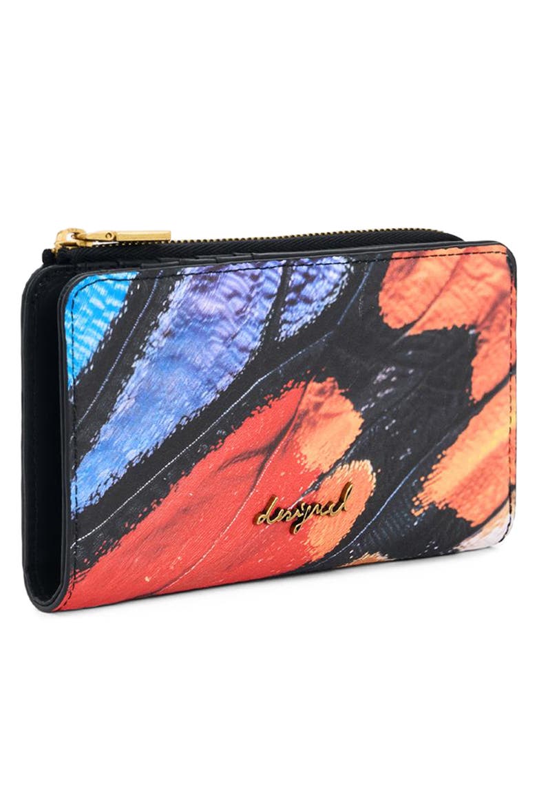 Feather Print Medium Wallet, Alternate, color, MULTI