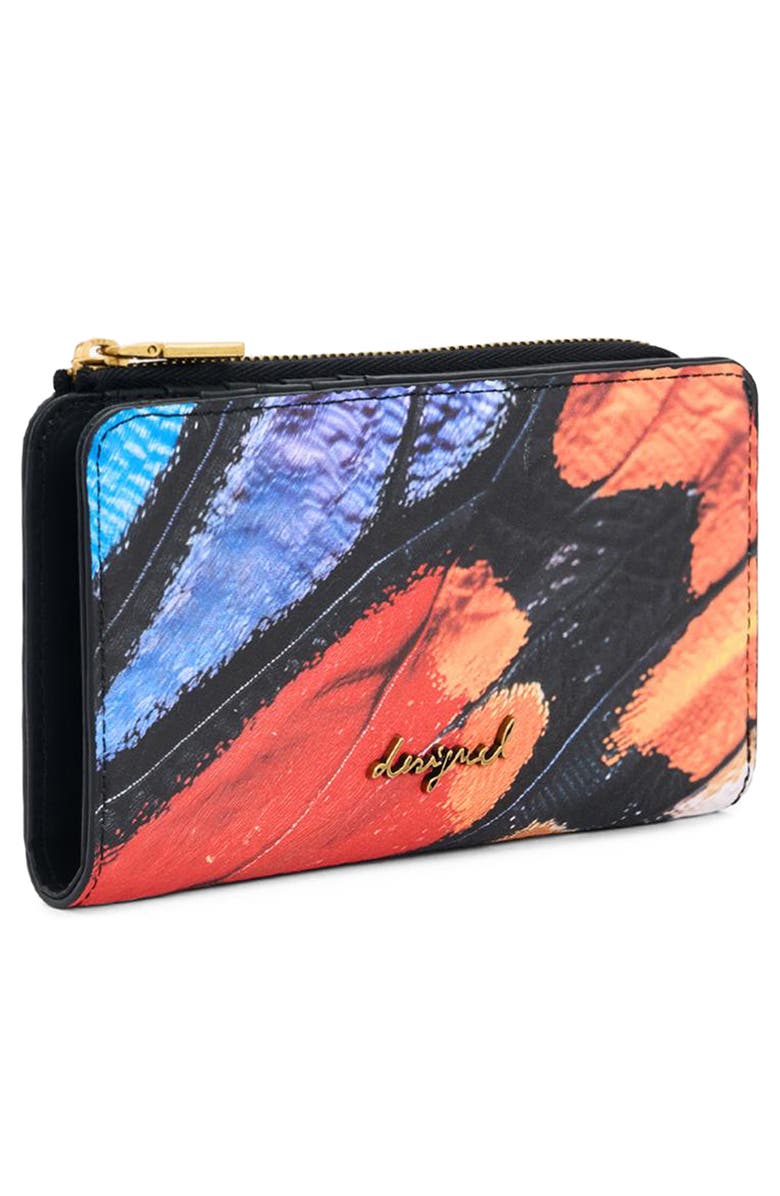 Desigual Feather Print Medium Wallet, Alternate, color, Multi
