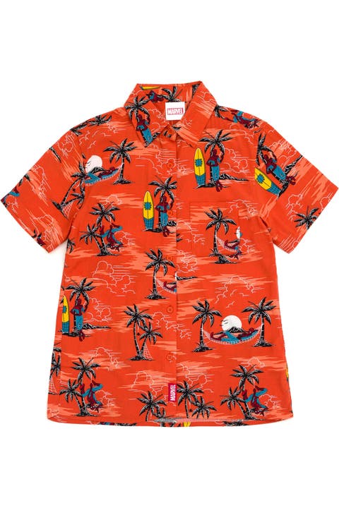 Spider-Man Button Front Hawaiian Shirt