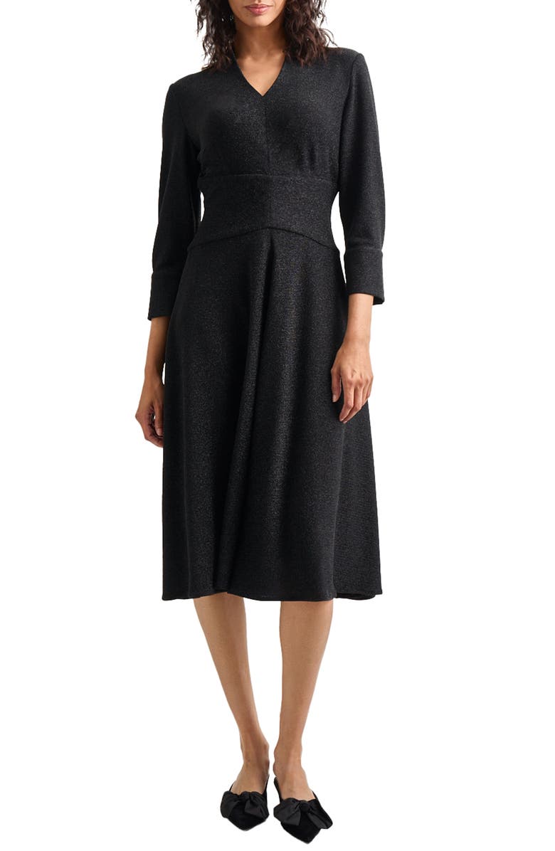 Misook Sparkle Stretch Midi Fit & Flare Dress, Main, color,