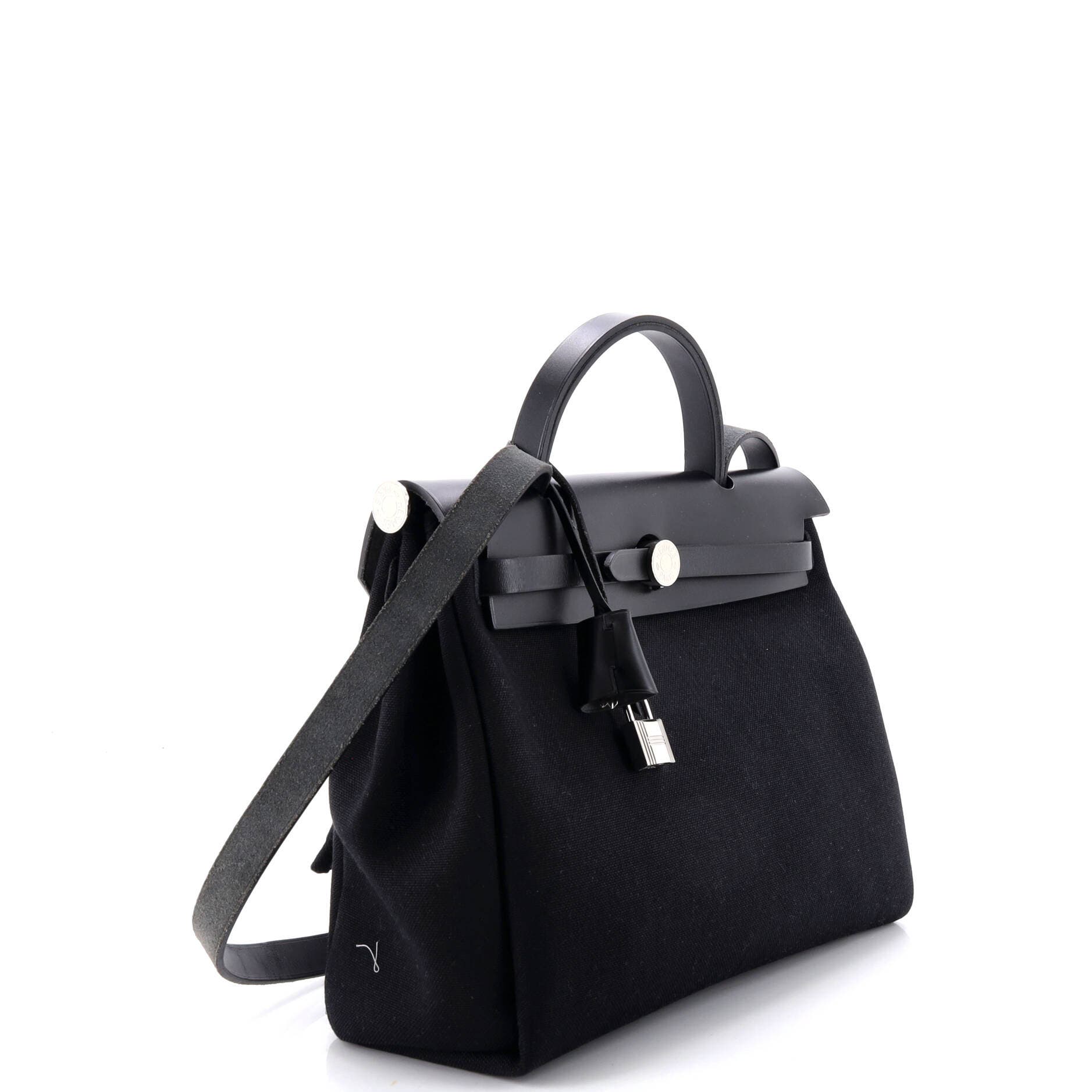 Pre-Owned Hermes Herbag Zip Leather and Toile 31, Alternate, color, Noir