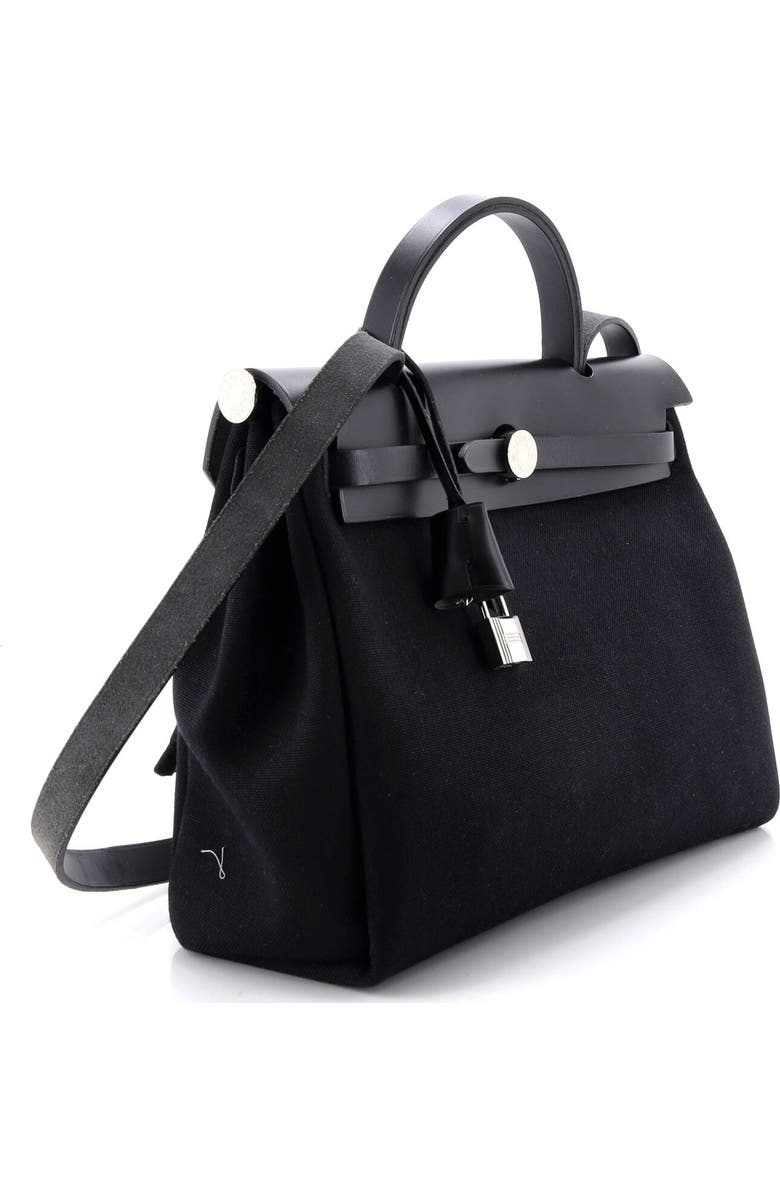 Pre-Owned Hermes Herbag Zip Leather and Toile 31, Alternate, color, Noir