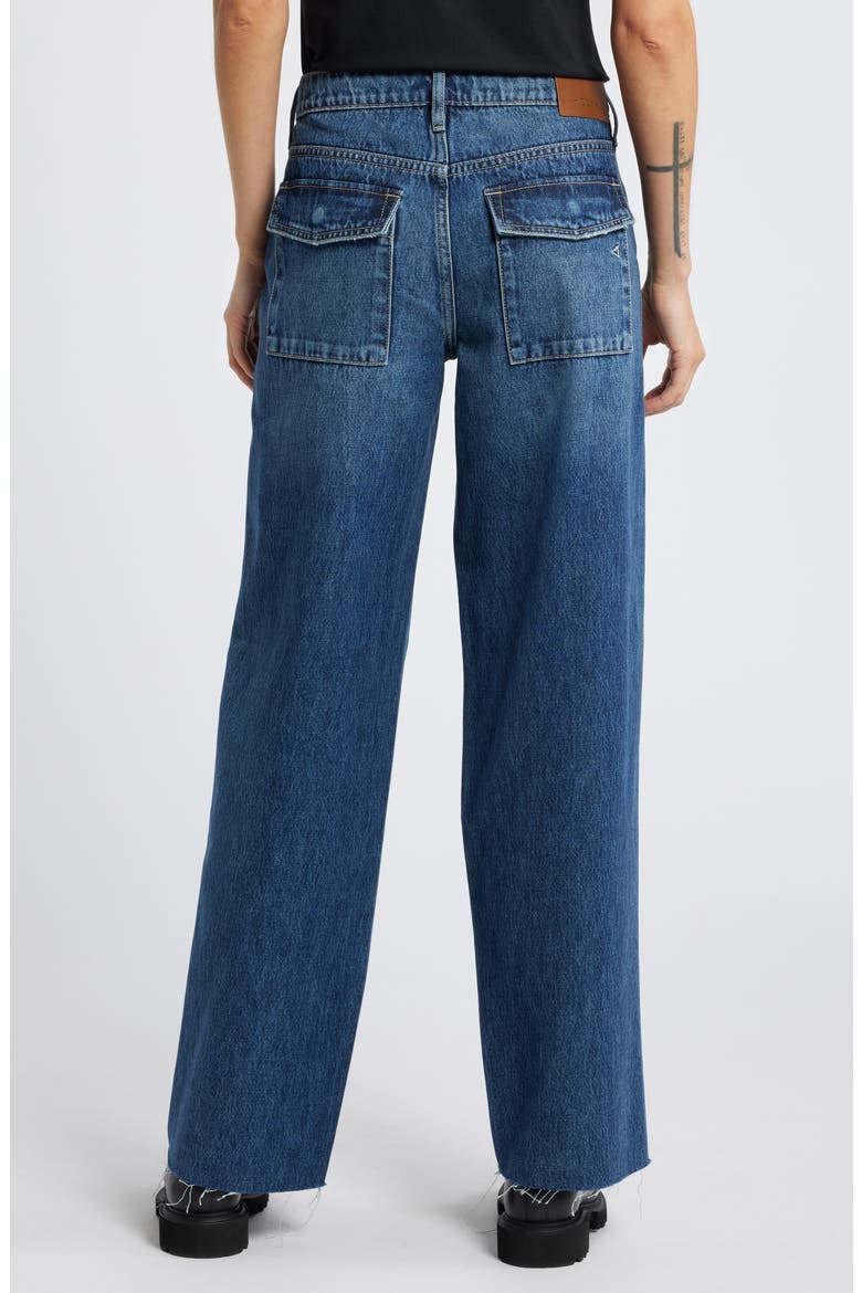 Tie Waist Baggy Wide Leg Jeans, Alternate, color, DARK WASH