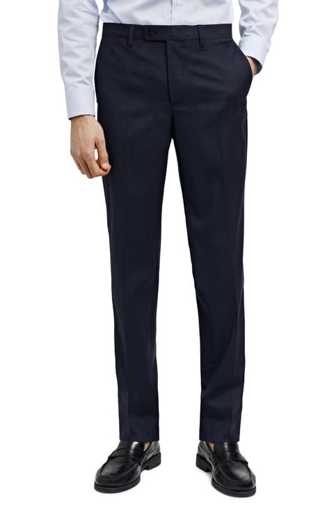 Superslim Fit Dark Navy Flat Front Stretch Dress Pants