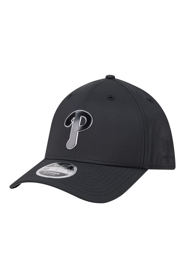 Men's New Era  Black Philadelphia Phillies Metallic 39THIRTY M-Crown Flex Hat, Main, color, Black