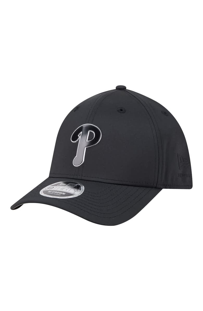 New Era Men's New Era Black Philadelphia Phillies Metallic 39THIRTY M-Crown Flex Hat, Main, color, Black
