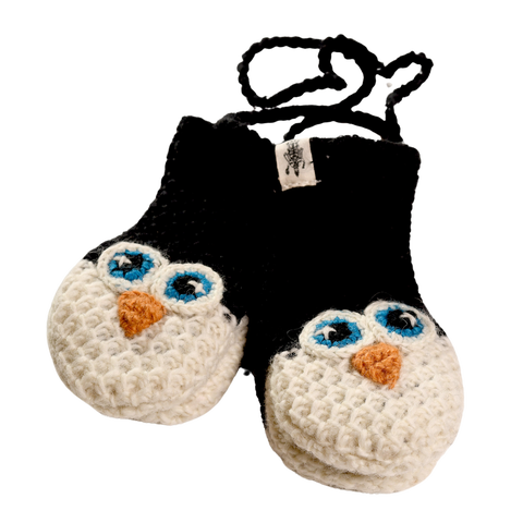Hand Crochet Penguin Mittens