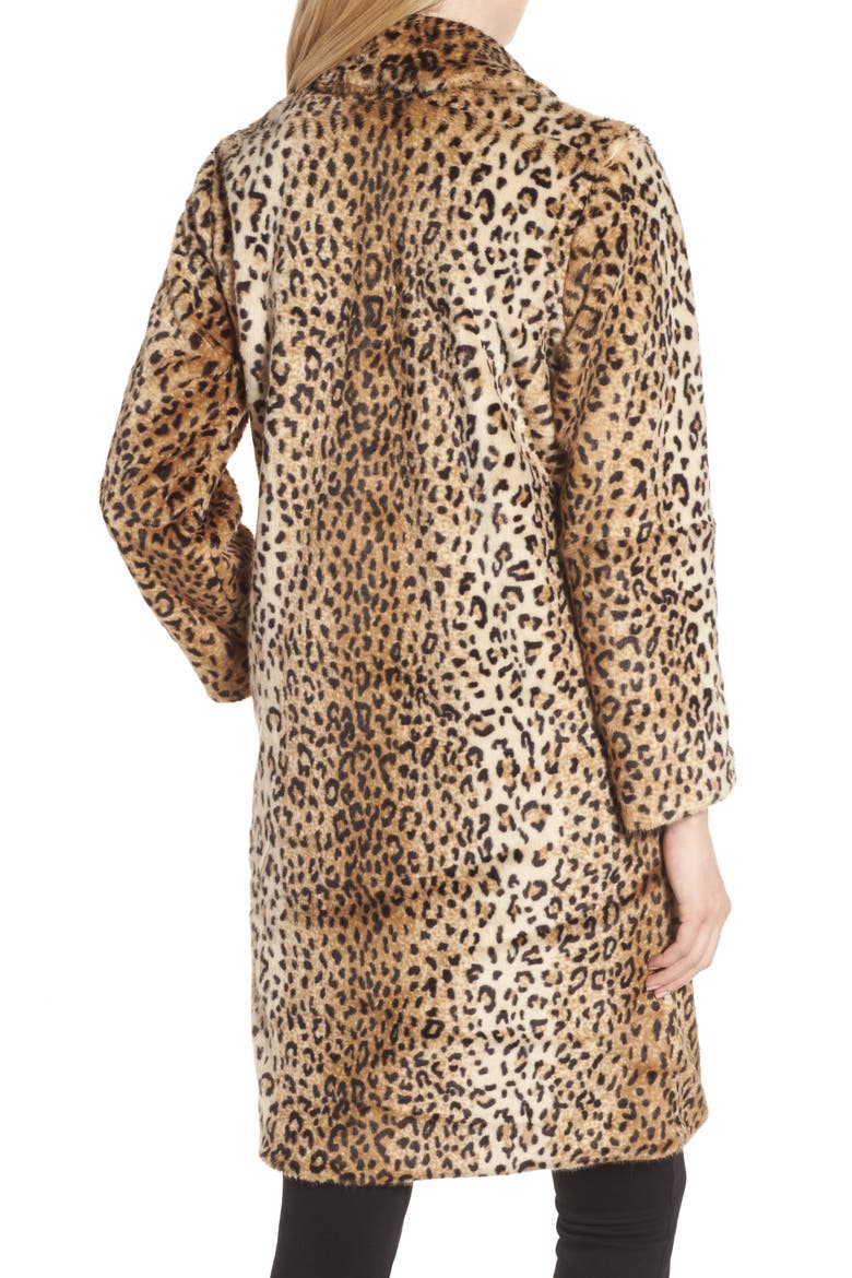 Leopard Print Faux Fur Jacket, Alternate, color, TAN LEOPARD PRINT