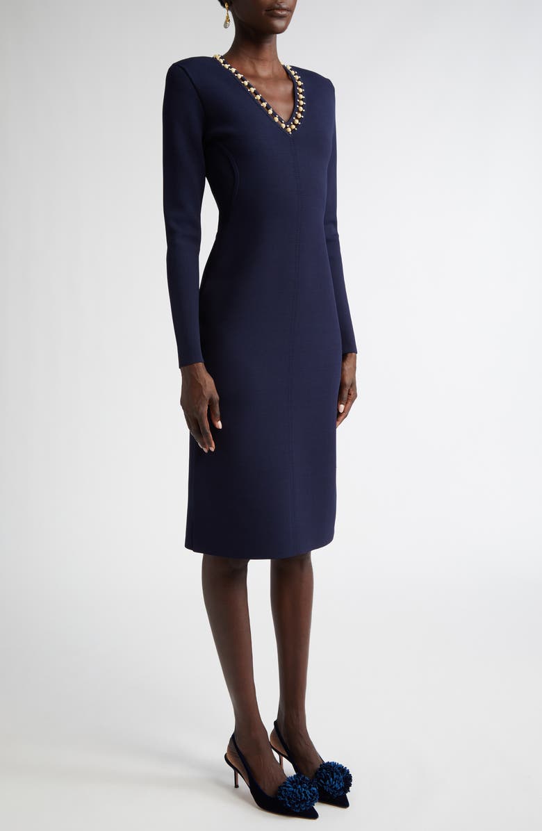 ST. JOHN Suspended Pavé Long Sleeve Milano Knit Dress, Alternate, color,