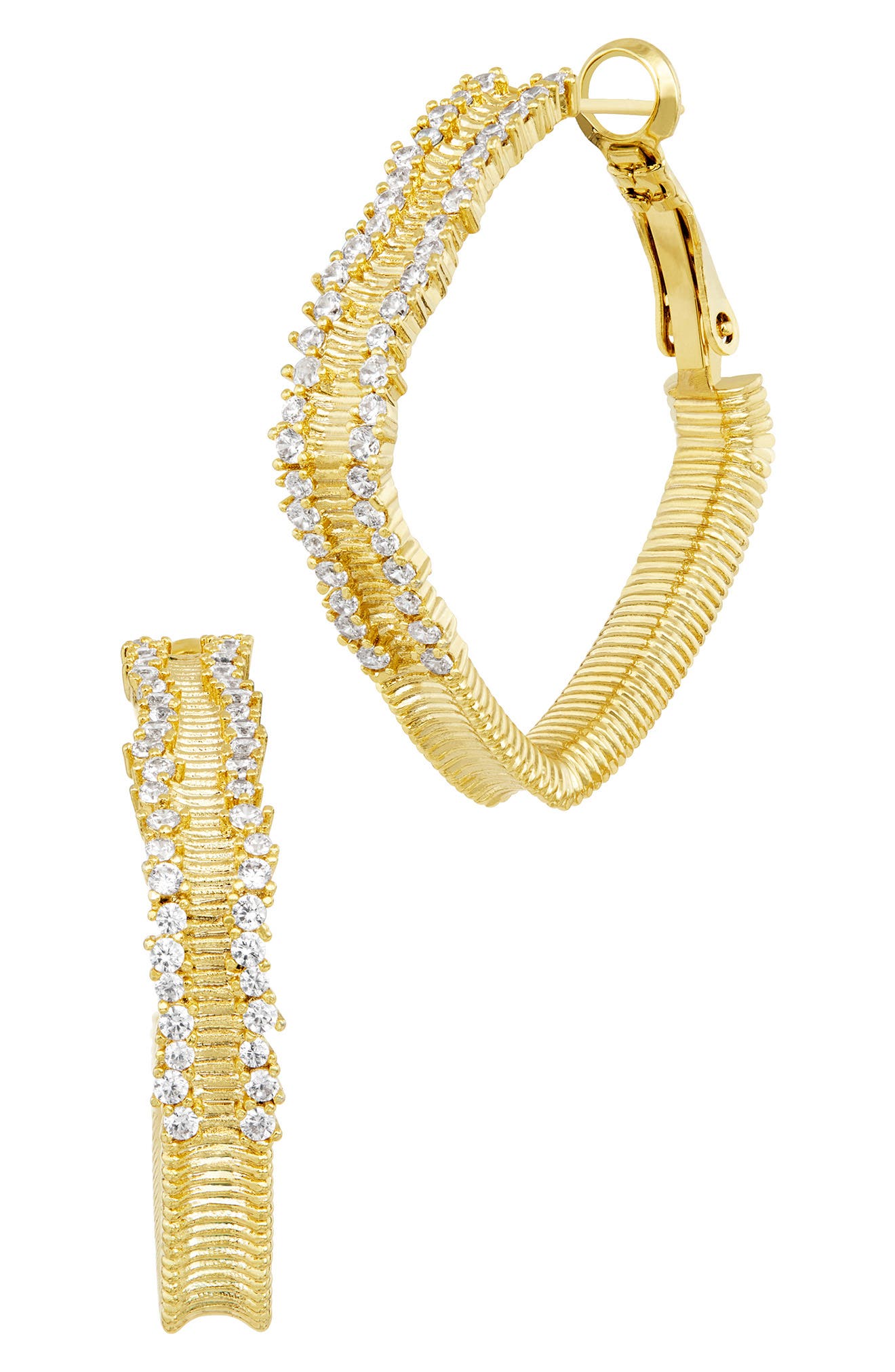 SAVVY CIE JEWELS 18k Gold Plated Square Sparkle Hoop Earrings