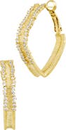 SAVVY CIE JEWELS 18k Gold Plated Square Sparkle Hoop Earrings
