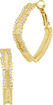 SAVVY CIE JEWELS 18k Gold Plated Square Sparkle Hoop Earrings